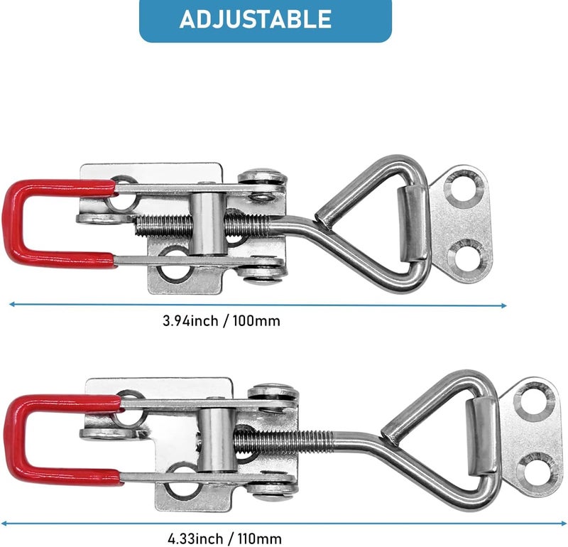 CUKAYO Toggle Latch Clamp 4001 with lockhole, 304 Stainless Steel Adjustable Toggle Latch, Smoker Quick Release Pull Latch, 300Lbs Holding Capacity, 4Pack, with 16pcs Screw - Image 5
